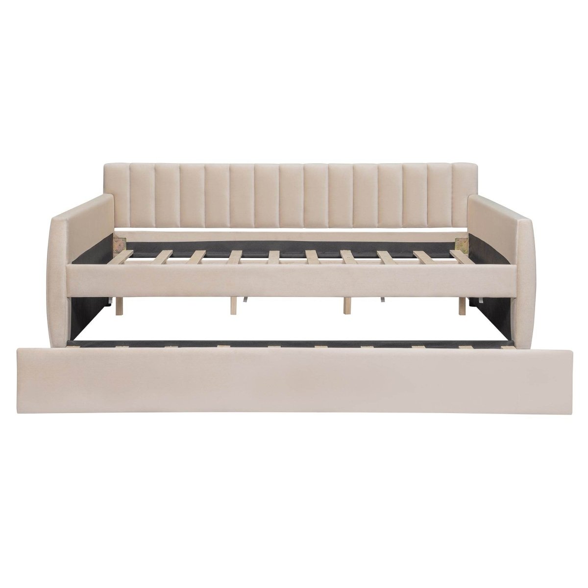 Full Upholstered Velvet Daybed With Pull - Out Trundle - Restanew - Sleep Galleria