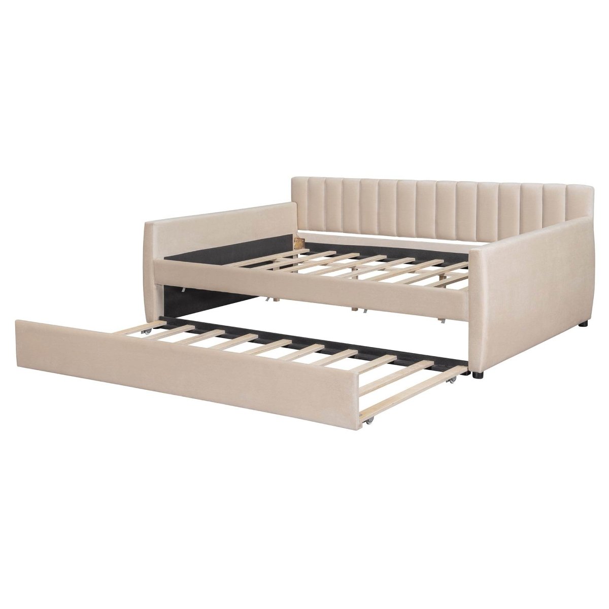 Full Upholstered Velvet Daybed With Pull - Out Trundle - Restanew - Sleep Galleria