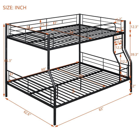 Full XL Over Queen Iron Frame Bunk Bed - Restanew - Sleep Galleria