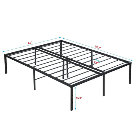 Heavy Duty Queen Metal Bed Frame With Reinforced Slats - Restanew - Sleep Galleria