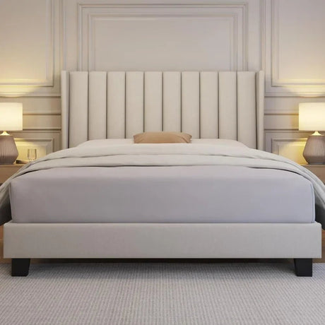 Minimalist Modern Linen Upholstered Bed Frame With Storage - Restanew - Sleep Galleria