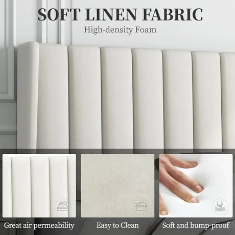 Minimalist Modern Linen Upholstered Bed Frame With Storage - Restanew - Sleep Galleria