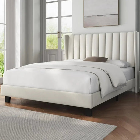 Minimalist Modern Linen Upholstered Bed Frame With Storage - Restanew - Sleep Galleria