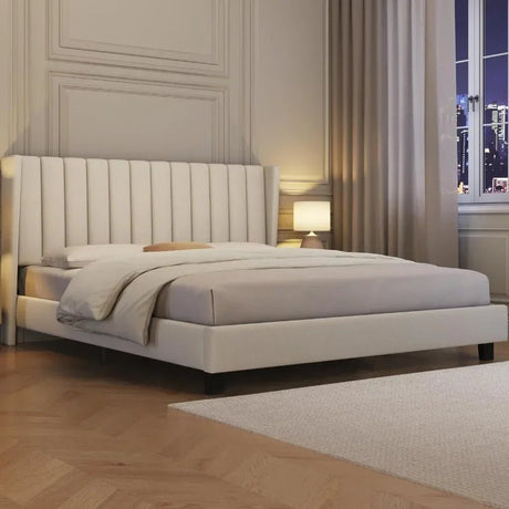Minimalist Modern Linen Upholstered Bed Frame With Storage - Restanew - Sleep Galleria