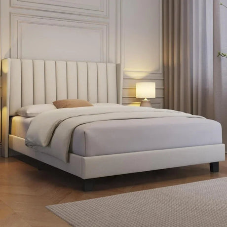 Minimalist Modern Linen Upholstered Bed Frame With Storage - Restanew - Sleep Galleria