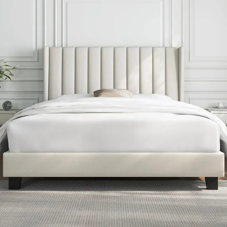 Minimalist Modern Linen Upholstered Bed Frame With Storage - Restanew - Sleep Galleria