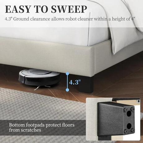 Minimalist Modern Linen Upholstered Bed Frame With Storage - Restanew - Sleep Galleria
