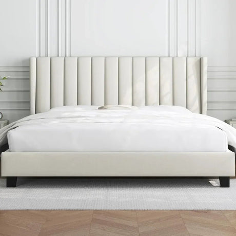 Minimalist Modern Linen Upholstered Bed Frame With Storage - Restanew - Sleep Galleria