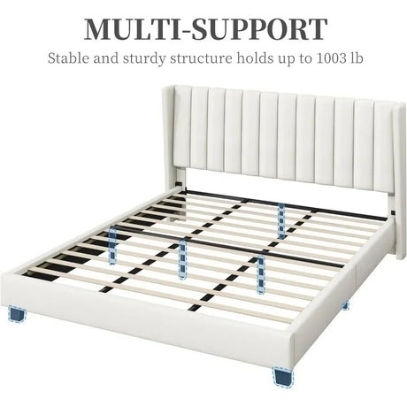 Minimalist Modern Linen Upholstered Bed Frame With Storage - Restanew - Sleep Galleria