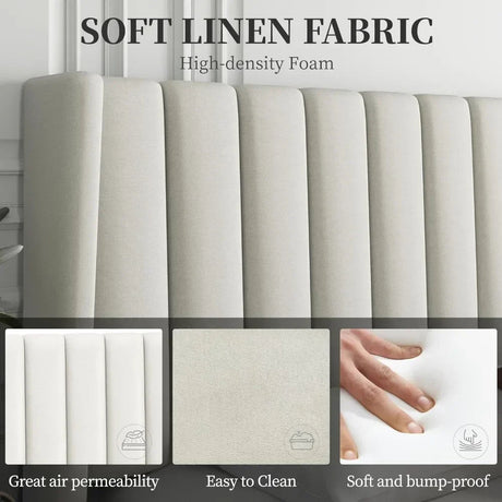 Minimalist Modern Linen Upholstered Bed Frame With Storage - Restanew - Sleep Galleria