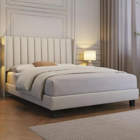 Minimalist Modern Linen Upholstered Bed Frame With Storage - Restanew - Sleep Galleria