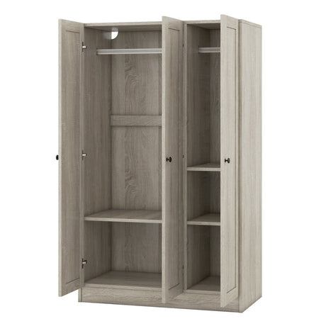 Modern 3 - Door Gray MDF Shutter Wardrobe - Restanew - Sleep Galleria