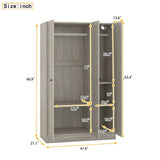 Modern 3 - Door Gray MDF Shutter Wardrobe - Restanew - Sleep Galleria