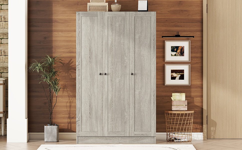 Modern 3 - Door Gray MDF Shutter Wardrobe - Restanew - Sleep Galleria