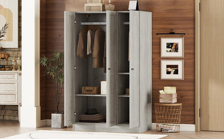 Modern 3 - Door Gray MDF Shutter Wardrobe - Restanew - Sleep Galleria