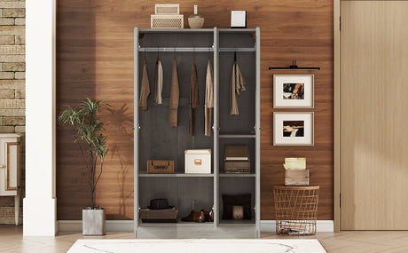 Modern 3 - Door Gray MDF Shutter Wardrobe - Restanew - Sleep Galleria