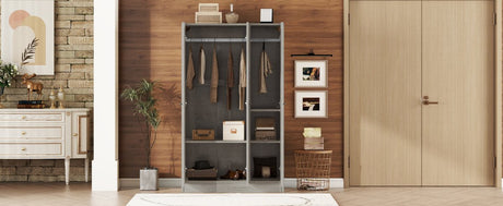 Modern 3 - Door Gray MDF Shutter Wardrobe - Restanew - Sleep Galleria