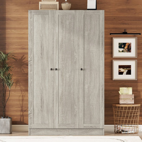 Modern 3 - Door Gray MDF Shutter Wardrobe - Restanew - Sleep Galleria