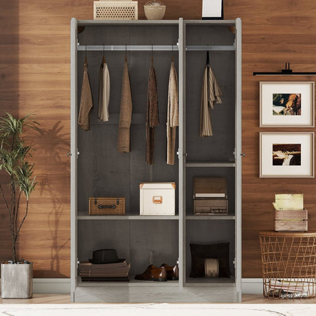 Modern 3 - Door Gray MDF Shutter Wardrobe - Restanew - Sleep Galleria