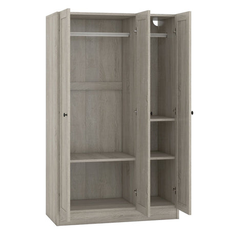 Modern 3 - Door Gray MDF Shutter Wardrobe - Restanew - Sleep Galleria