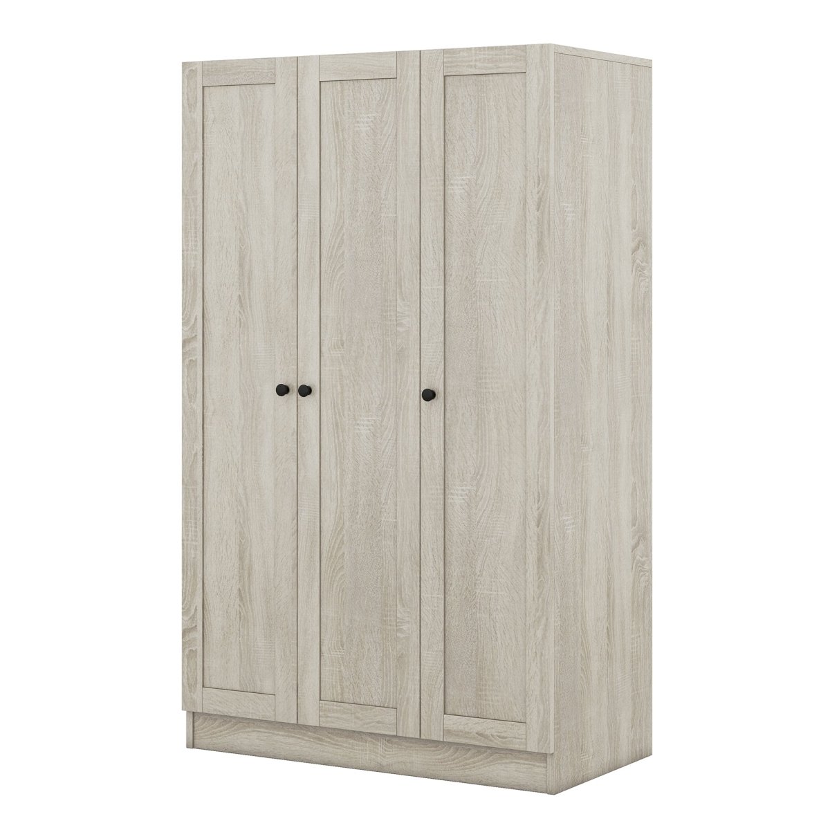 Modern 3 - Door Gray MDF Shutter Wardrobe - Restanew - Sleep Galleria