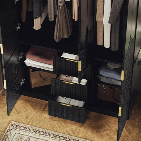 Modern Wooden Wardrobe Armoire With Drawers And Cabinets - Restanew - Sleep Galleria