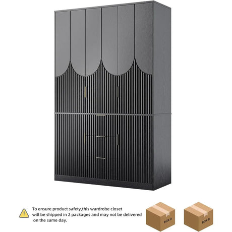 Modern Wooden Wardrobe Armoire With Drawers And Cabinets - Restanew - Sleep Galleria