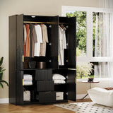 Modern Wooden Wardrobe Armoire With Drawers And Cabinets - Restanew - Sleep Galleria