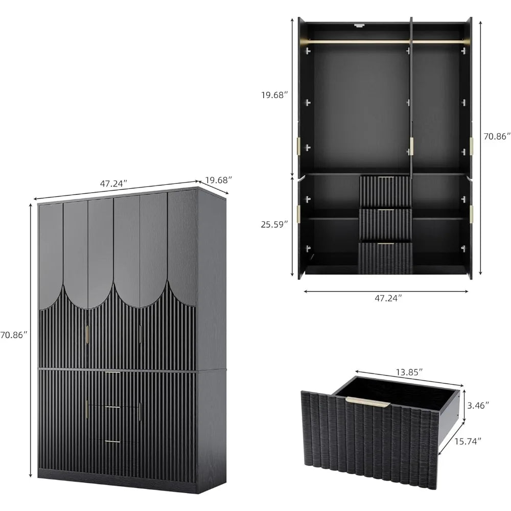Modern Wooden Wardrobe Armoire With Drawers And Cabinets - Restanew - Sleep Galleria