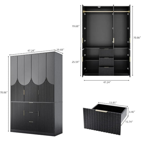 Modern Wooden Wardrobe Armoire With Drawers And Cabinets - Restanew - Sleep Galleria