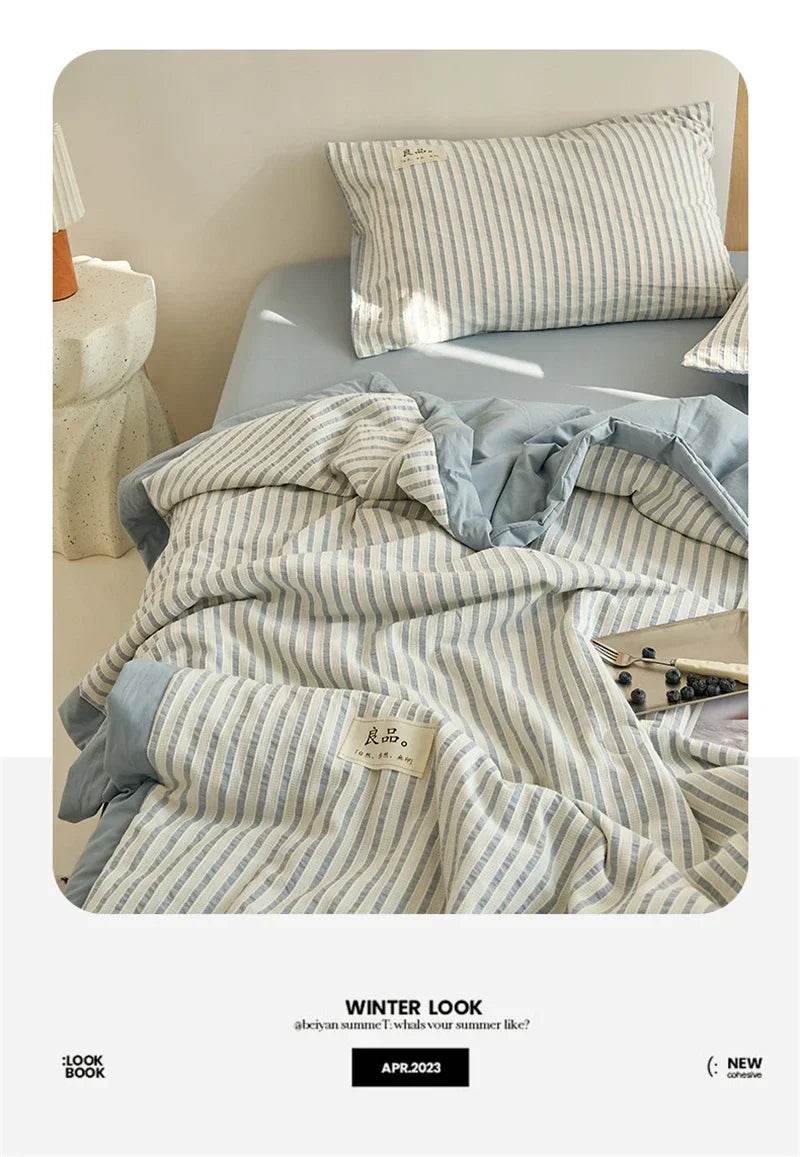 Mugwort Fibre Jacquard Summer Cotton Quilt Blanket - Restanew - Sleep Galleria