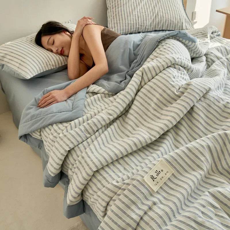 Mugwort Fibre Jacquard Summer Cotton Quilt Blanket - Restanew - Sleep Galleria