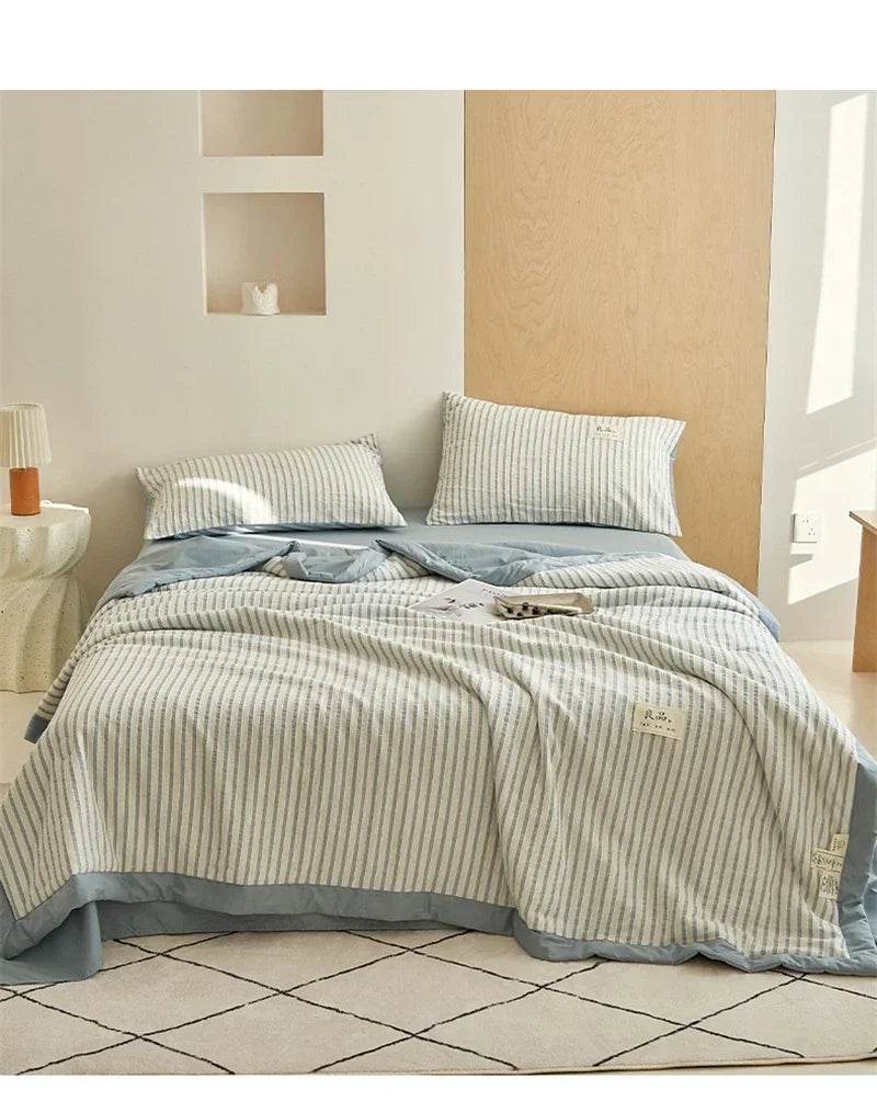 Mugwort Fibre Jacquard Summer Cotton Quilt Blanket - Restanew - Sleep Galleria