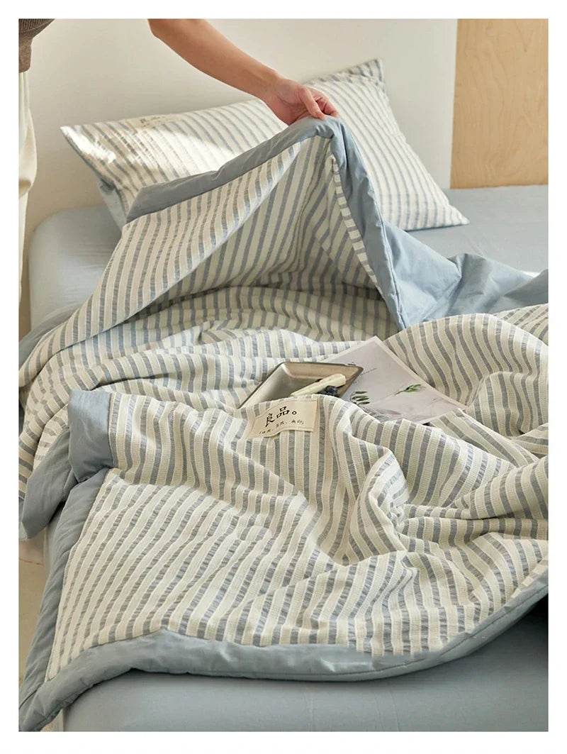 Mugwort Fibre Jacquard Summer Cotton Quilt Blanket - Restanew - Sleep Galleria