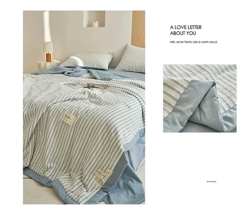 Mugwort Fibre Jacquard Summer Cotton Quilt Blanket - Restanew - Sleep Galleria
