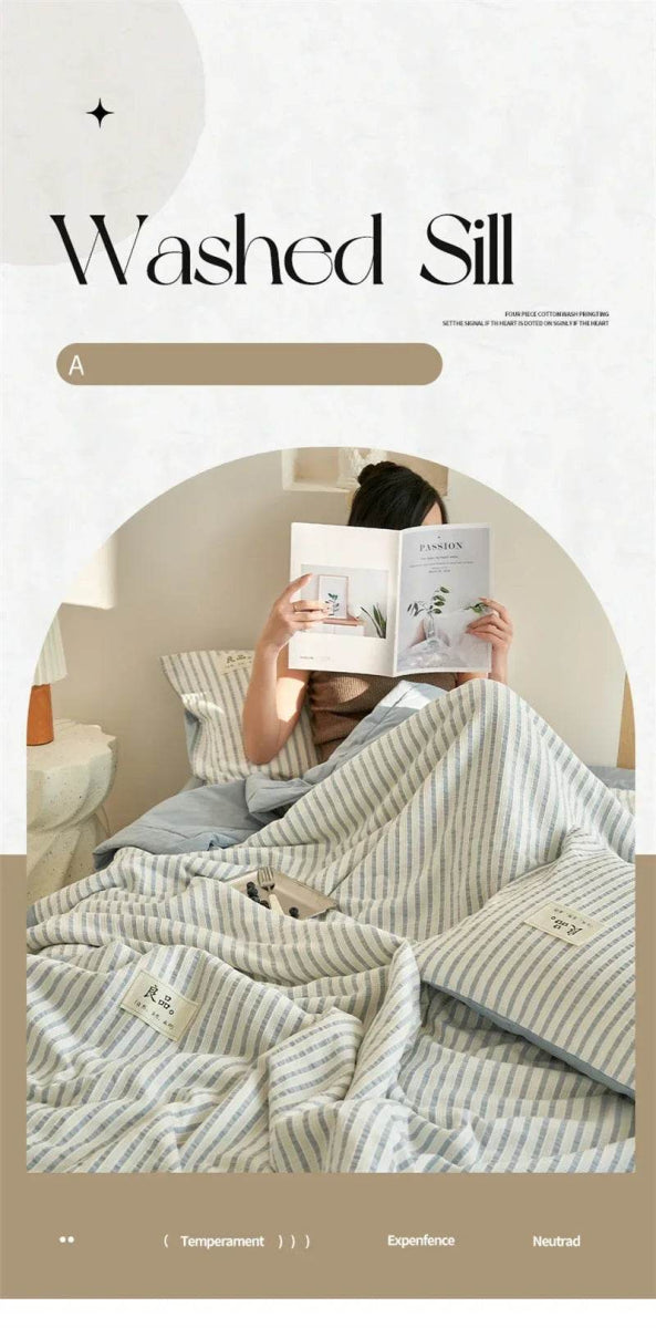 Mugwort Fibre Jacquard Summer Cotton Quilt Blanket - Restanew - Sleep Galleria