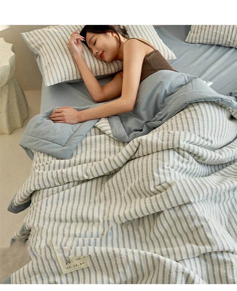 Mugwort Fibre Jacquard Summer Cotton Quilt Blanket - Restanew - Sleep Galleria