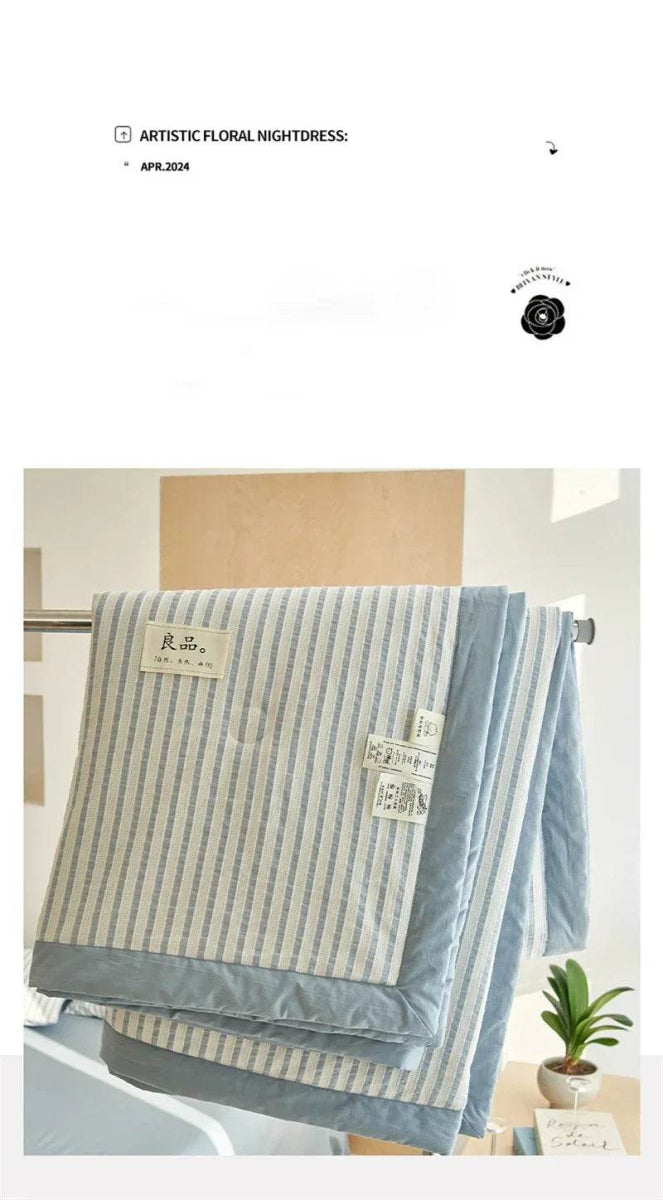 Mugwort Fibre Jacquard Summer Cotton Quilt Blanket - Restanew - Sleep Galleria