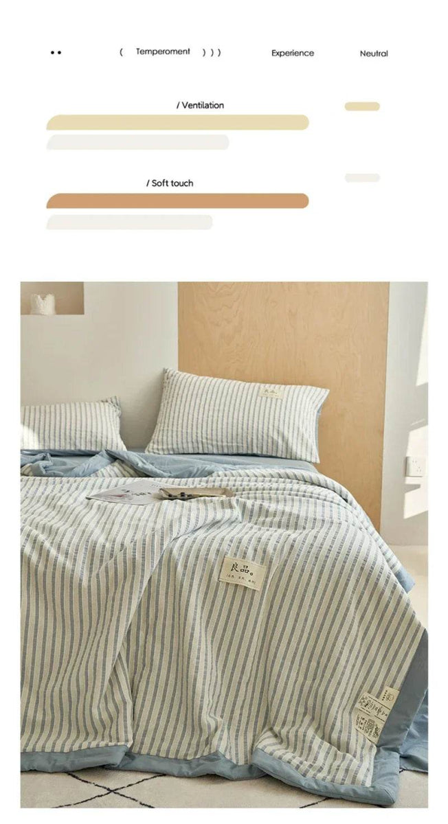 Mugwort Fibre Jacquard Summer Cotton Quilt Blanket - Restanew - Sleep Galleria
