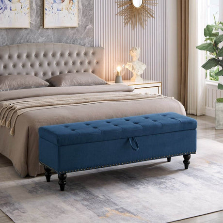 Multifunctional Storage Bed Bench With Cotton Linen Upholstery - Sleep Galleria