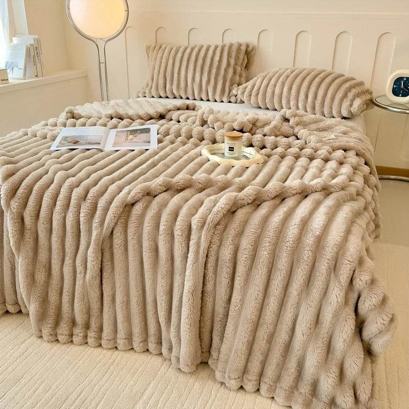 Plaid Coral Fleece Soft Warm Throw Blanket - Sleep Galleria