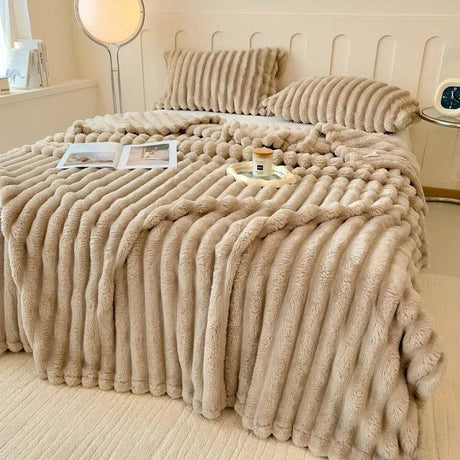 Plaid Coral Fleece Soft Warm Throw Blanket - Sleep Galleria