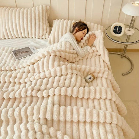 Plaid Coral Fleece Soft Warm Throw Blanket - Sleep Galleria