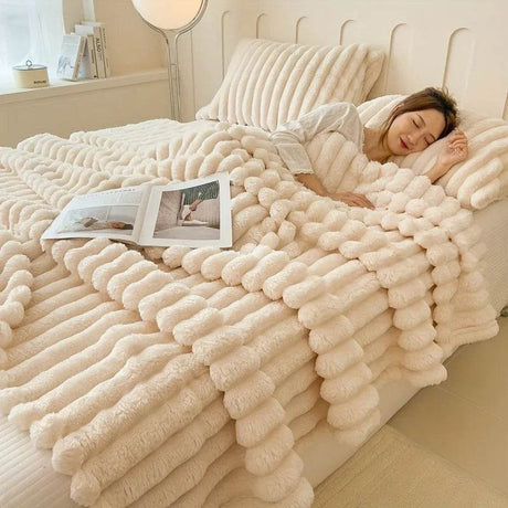 Plaid Coral Fleece Soft Warm Throw Blanket - Sleep Galleria