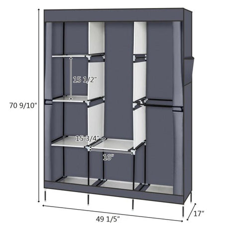 Portable Portable Clothes Closet Wardrobe With Shelves Organizer - Restanew - Sleep Galleria