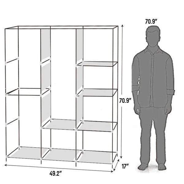 Portable Portable Clothes Closet Wardrobe With Shelves Organizer - Restanew - Sleep Galleria