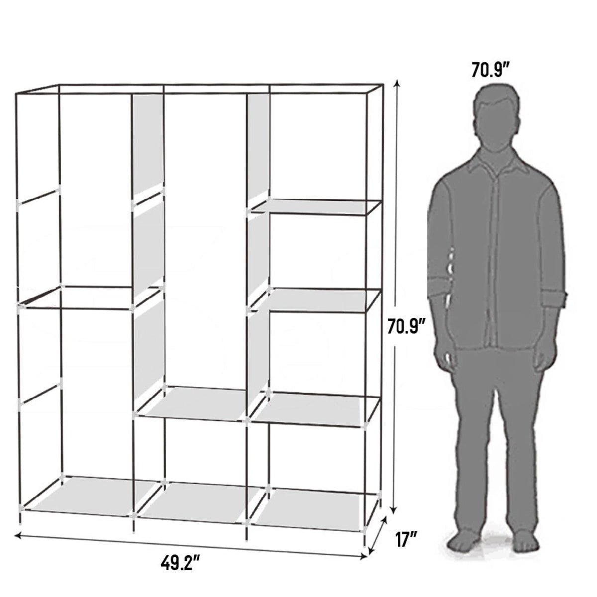 Portable Portable Clothes Closet Wardrobe With Shelves Organizer - Restanew - Sleep Galleria