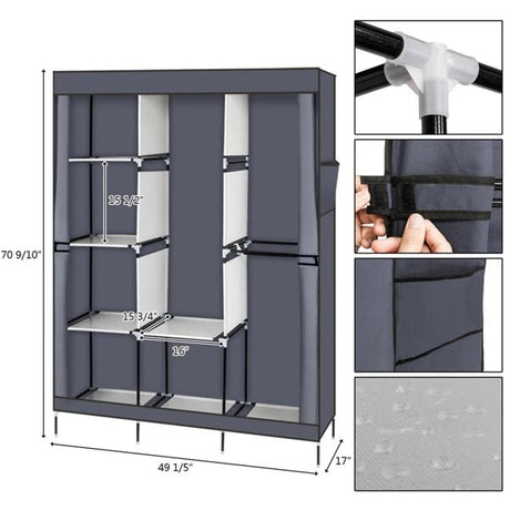Portable Portable Clothes Closet Wardrobe With Shelves Organizer - Restanew - Sleep Galleria