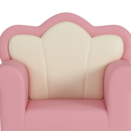 Princess Upholstered Pink White Kids Sofa Chair - Restanew - Sleep Galleria