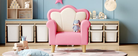Princess Upholstered Pink White Kids Sofa Chair - Restanew - Sleep Galleria